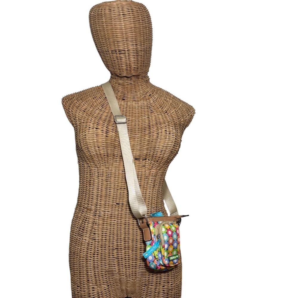 Lily Bloom multicolored sphere pocket mini crossbody purse bag. Recycled poly